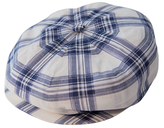 'Meusa' model flat cap in checked linen